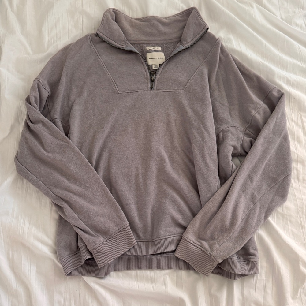 American Eagle Purple Quarter-Zip Pullover